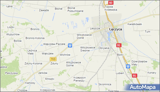 mapa Wilczkowice Średnie, Wilczkowice Średnie na mapie Targeo