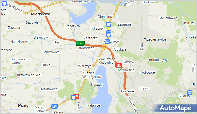 mapa Wojkowice Kościelne, Wojkowice Kościelne na mapie Targeo