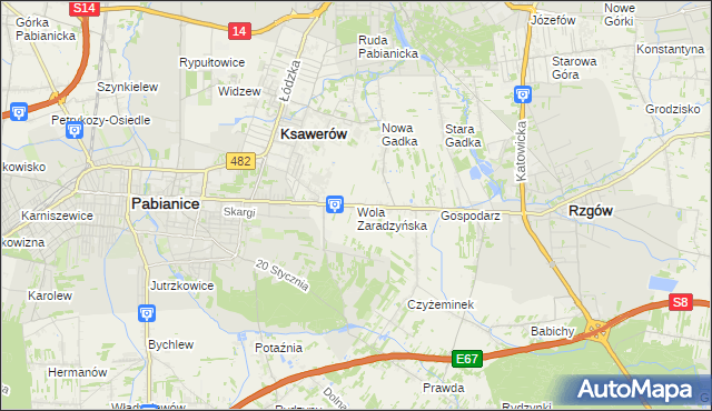 mapa Wola Zaradzyńska, Wola Zaradzyńska na mapie Targeo