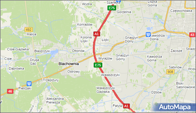 mapa Wyrazów, Wyrazów na mapie Targeo