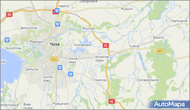 mapa Wyszków Śląski, Wyszków Śląski na mapie Targeo
