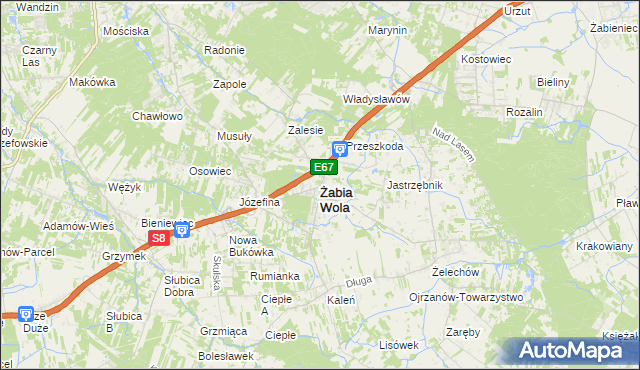 mapa Żabia Wola powiat grodziski, Żabia Wola powiat grodziski na mapie Targeo