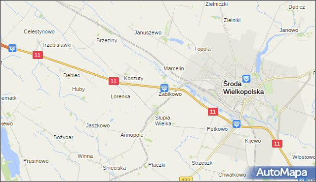 mapa Żabikowo, Żabikowo na mapie Targeo