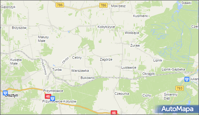 mapa Zagórze gmina Janów, Zagórze gmina Janów na mapie Targeo