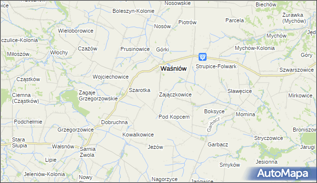 mapa Zajączkowice gmina Waśniów, Zajączkowice gmina Waśniów na mapie Targeo