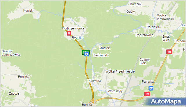 mapa Zaścianek gmina Wasilków, Zaścianek gmina Wasilków na mapie Targeo