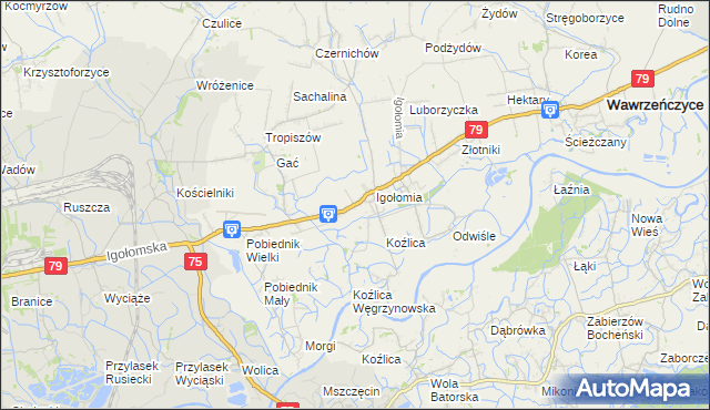 mapa Zofipole gmina Igołomia-Wawrzeńczyce, Zofipole gmina Igołomia-Wawrzeńczyce na mapie Targeo