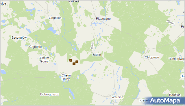 mapa Babin gmina Trzcińsko-Zdrój, Babin gmina Trzcińsko-Zdrój na mapie Targeo