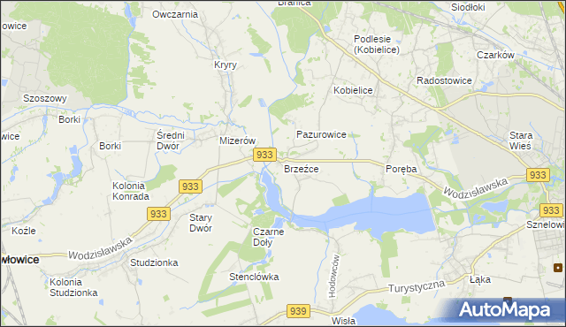 mapa Brzeźce gmina Pszczyna, Brzeźce gmina Pszczyna na mapie Targeo