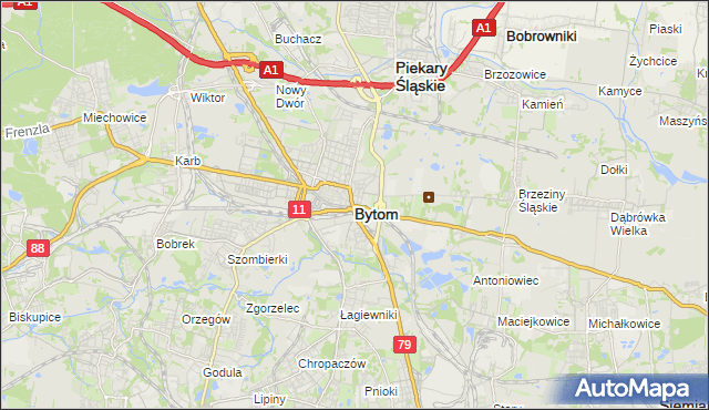 mapa Bytomia, Bytom na mapie Targeo