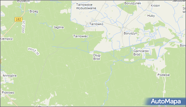 mapa Długi Bród gmina Połajewo, Długi Bród gmina Połajewo na mapie Targeo