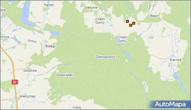 mapa Dobrogoszcz gmina Trzcińsko-Zdrój, Dobrogoszcz gmina Trzcińsko-Zdrój na mapie Targeo