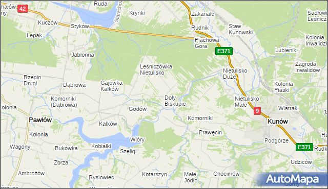 mapa Doły Biskupie, Doły Biskupie na mapie Targeo