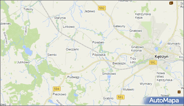 mapa Filipówka gmina Kętrzyn, Filipówka gmina Kętrzyn na mapie Targeo