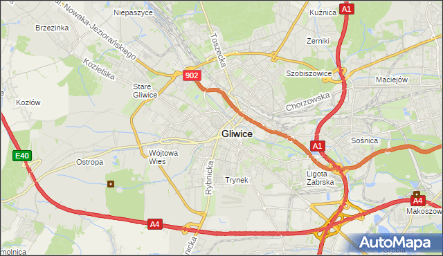 mapa Gliwic, Gliwice na mapie Targeo