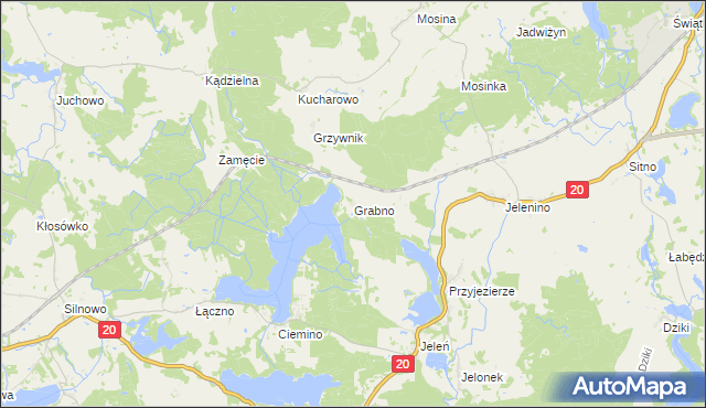 mapa Grabno gmina Borne Sulinowo, Grabno gmina Borne Sulinowo na mapie Targeo