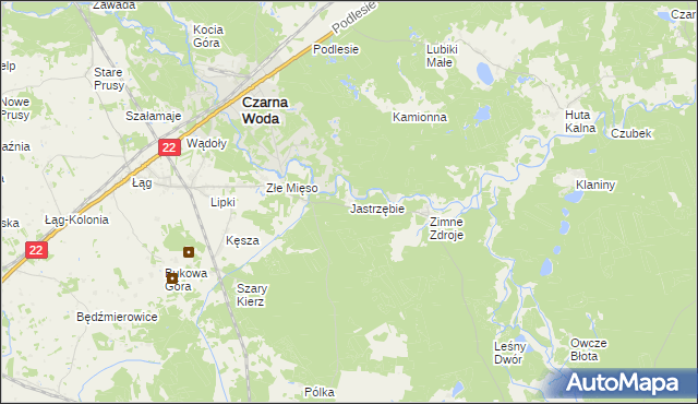 mapa Jastrzębie gmina Osieczna, Jastrzębie gmina Osieczna na mapie Targeo