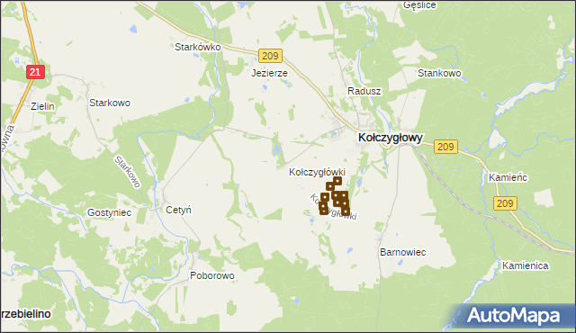 mapa Kołczygłówki, Kołczygłówki na mapie Targeo