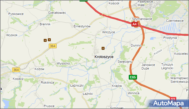 mapa Krotoszyce, Krotoszyce na mapie Targeo