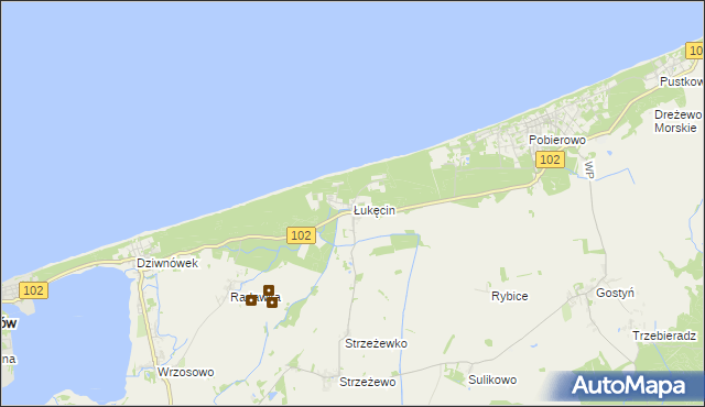 mapa Łukęcin, Łukęcin na mapie Targeo