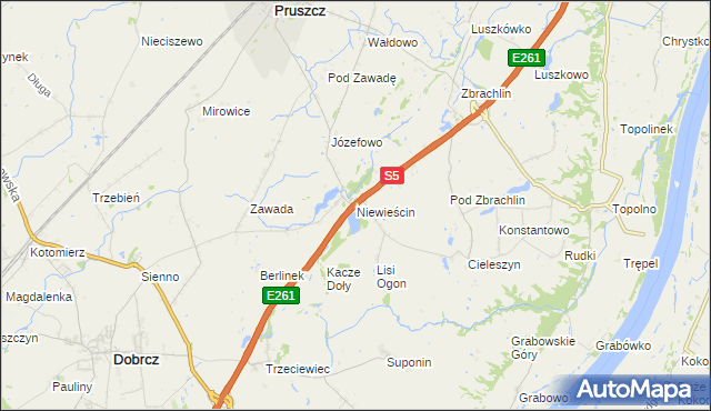 mapa Niewieścin, Niewieścin na mapie Targeo