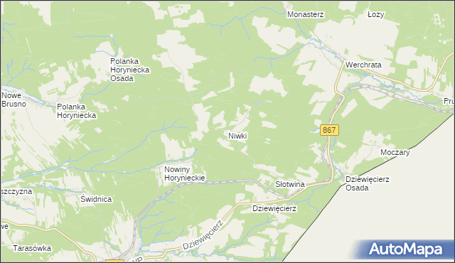 mapa Niwki gmina Horyniec-Zdrój, Niwki gmina Horyniec-Zdrój na mapie Targeo