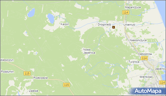 mapa Nowa Jasienica, Nowa Jasienica na mapie Targeo