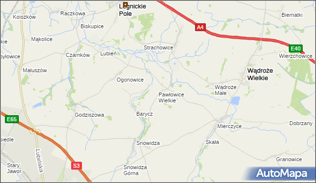 mapa Pawłowice Wielkie, Pawłowice Wielkie na mapie Targeo