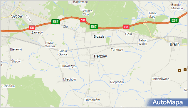 mapa Perzów, Perzów na mapie Targeo