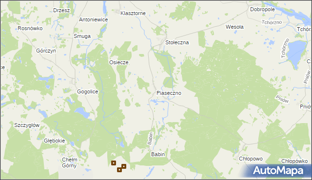 mapa Piaseczno gmina Trzcińsko-Zdrój, Piaseczno gmina Trzcińsko-Zdrój na mapie Targeo