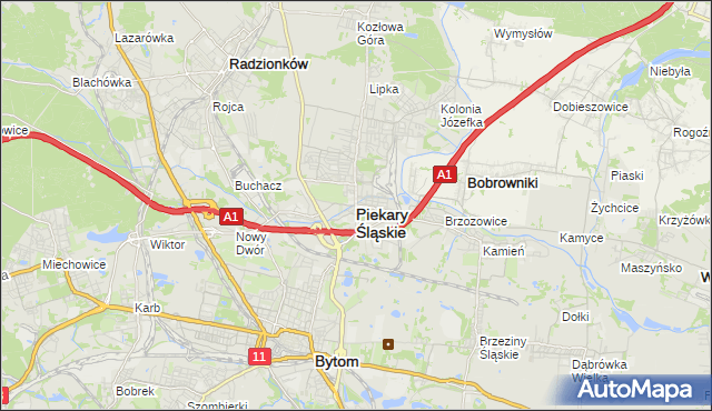 mapa Piekary Śląskie, Piekary Śląskie na mapie Targeo