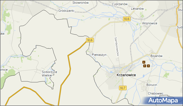 mapa Pietraszyn, Pietraszyn na mapie Targeo