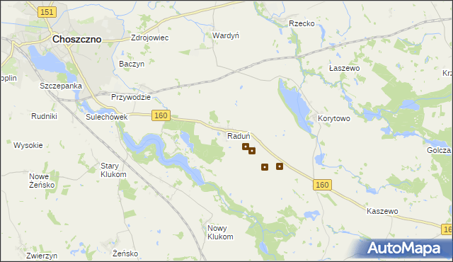 mapa Raduń gmina Choszczno, Raduń gmina Choszczno na mapie Targeo