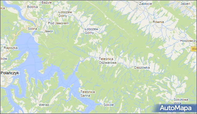 mapa Teleśnica Oszwarowa, Teleśnica Oszwarowa na mapie Targeo