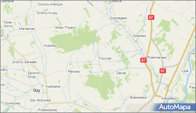 mapa Trzciniec gmina Pułtusk, Trzciniec gmina Pułtusk na mapie Targeo