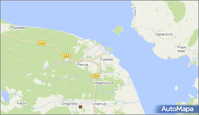 mapa Trzebież, Trzebież na mapie Targeo