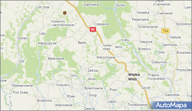 mapa Wierzchowie, Wierzchowie na mapie Targeo