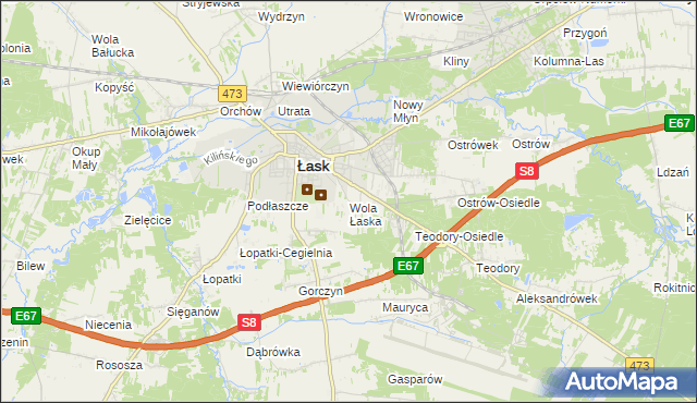 mapa Wola Łaska, Wola Łaska na mapie Targeo