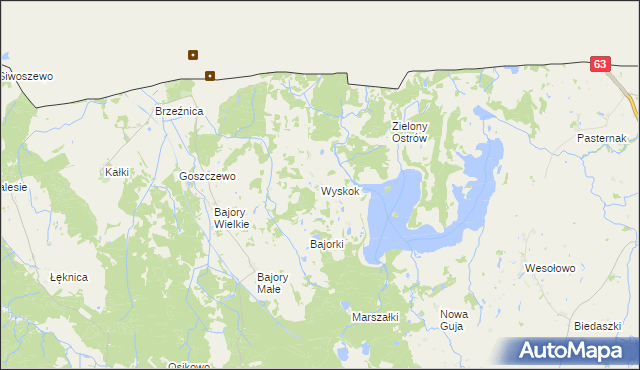 mapa Wyskok gmina Srokowo, Wyskok gmina Srokowo na mapie Targeo