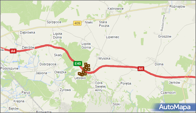 mapa Wysoka gmina Leśnica, Wysoka gmina Leśnica na mapie Targeo