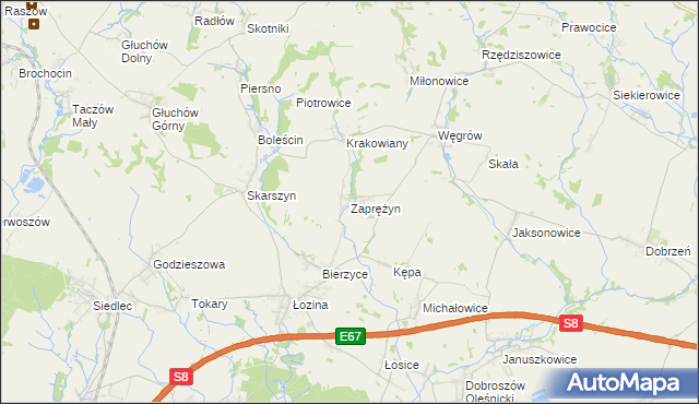 mapa Zaprężyn, Zaprężyn na mapie Targeo