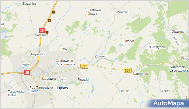 mapa Złotowo gmina Lubawa, Złotowo gmina Lubawa na mapie Targeo