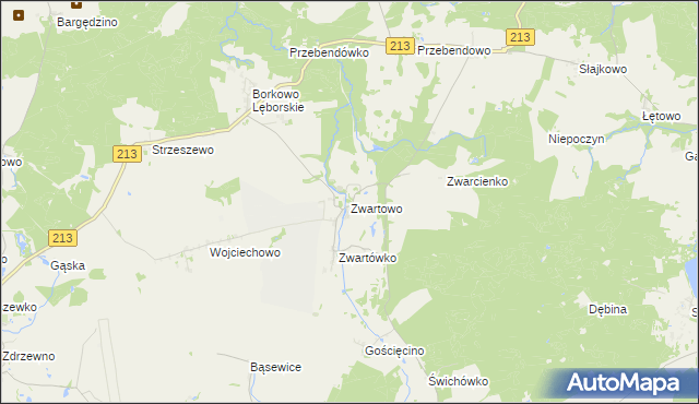 mapa Zwartowo gmina Choczewo, Zwartowo gmina Choczewo na mapie Targeo