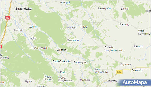 mapa Adampol gmina Korytnica, Adampol gmina Korytnica na mapie Targeo