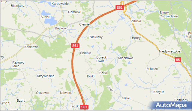 mapa Borecki Dwór, Borecki Dwór na mapie Targeo