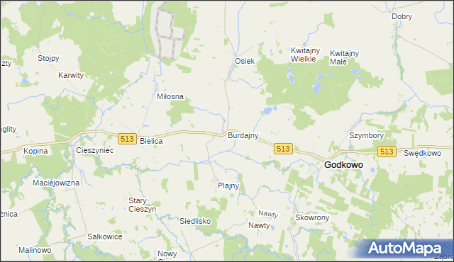 mapa Burdajny, Burdajny na mapie Targeo