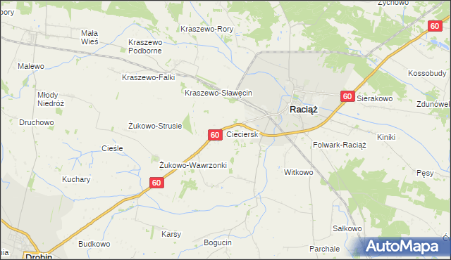 mapa Cieciersk, Cieciersk na mapie Targeo