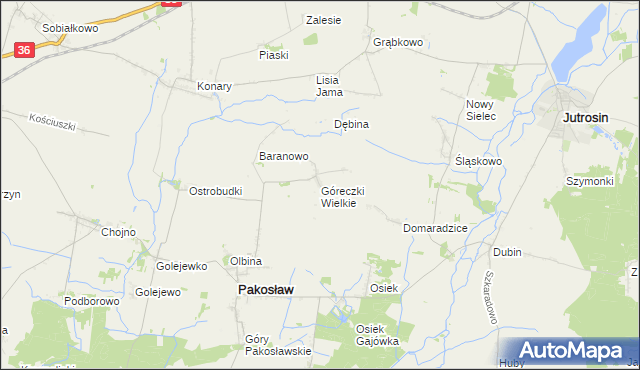 mapa Góreczki Wielkie, Góreczki Wielkie na mapie Targeo