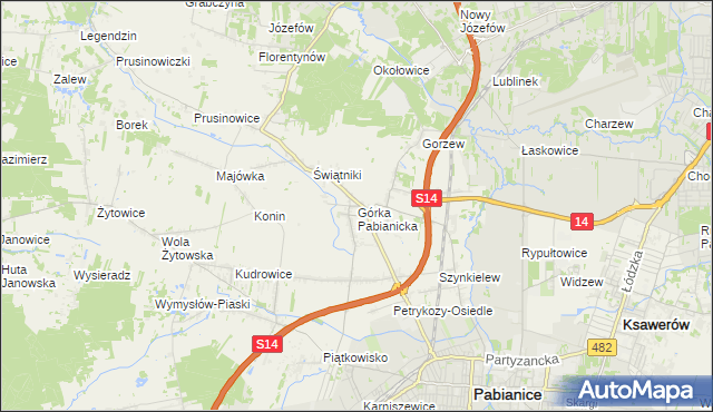 mapa Górka Pabianicka, Górka Pabianicka na mapie Targeo