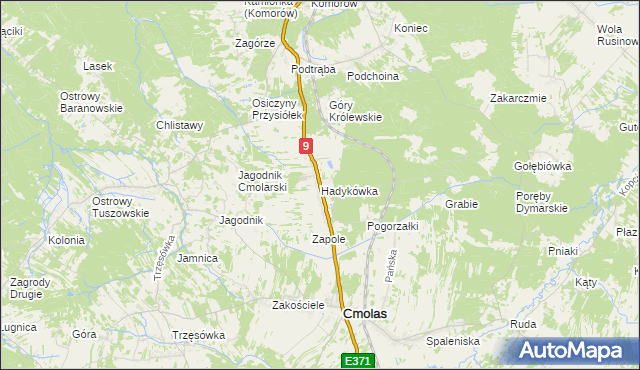 mapa Hadykówka, Hadykówka na mapie Targeo